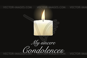 Funeral card candle, condolence obituary message - vector EPS clipart