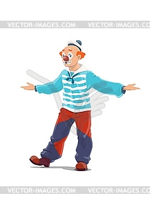 Clown, big top circus shapito clown with nose - vector image