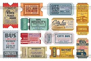 Bus tickets retro coupons, city public transport - royalty-free vector image