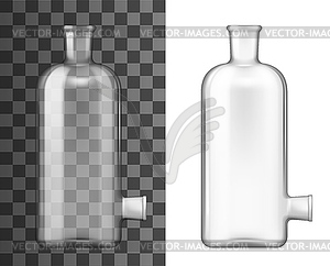 Chemical flask, laboratory glass beaker, realistic - vector clipart