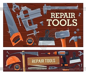 DIY construction tools, repair building carpentry - vector image