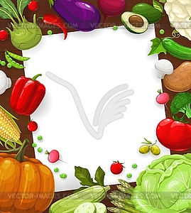 Recipe card of salad, vegetables frame template - vector clip art