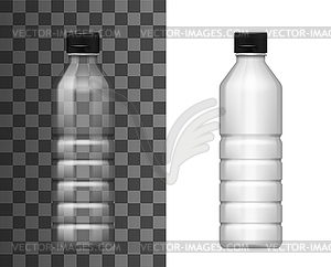 Transparent plastic bottle realistic mockup - vector clip art