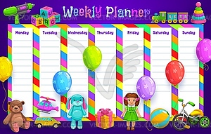 Weekly planner or timetable schedule template - vector clipart