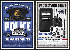 Police department serve, policing, law and justice - vector clip art