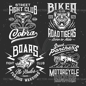 Tiger, cobra, panther, boar t-shirt print mockup - vector image