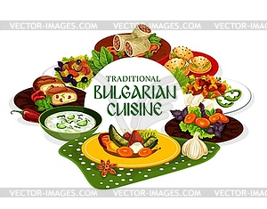 Cuisine of Bulgaria with meat and vegetable food - vector clipart