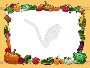 Vegetables frame with farm and garden fresh food - vector clip art