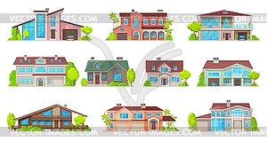 Real estate house icons of home buildings - vector clip art