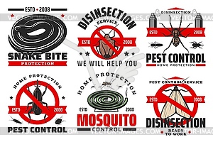 Pest control and disinfection service icons - vector image