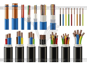 Cables and wires. Electrical power and network - vector clipart