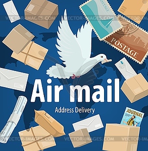 Air mail service, freight and parcels delivery - stock vector clipart