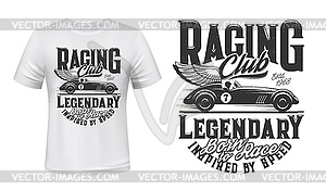 Vintage racing car t-shirt print mockup - vector clipart