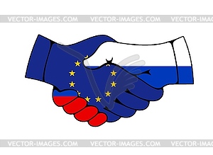Russia and European Union partnership agreement - vector clip art