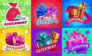 Giveaway gift boxes, promotion prizes set - vector image