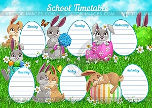 School timetable or student schedule template - vector clipart