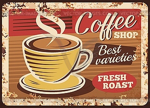 Coffee shop espresso rusty metal plate - vector EPS clipart