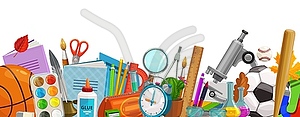 School accessories cartoon education border - vector clipart