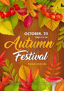 Autumn festival flyer, fall holiday card - vector image