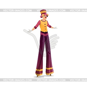 Acrobat on stilts clown artist - vector clipart