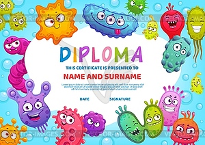 Education school or kindergarten diploma viruses - vector clip art