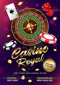 Casino roulette win realistic banner - color vector clipart