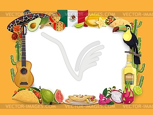 Cinco de Mayo frame, mexican holiday border - vector image