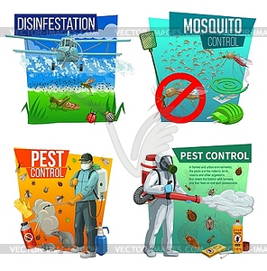 Pest control icons, disinsection service - vector clipart