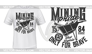 Mining t-shirt print mockup, coal miner - vector clipart