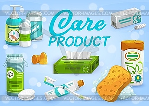 People hygiene and care products - vector clipart