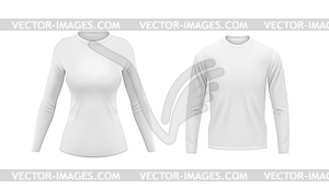 White shirts with long sleeves for men and women - vector clip art