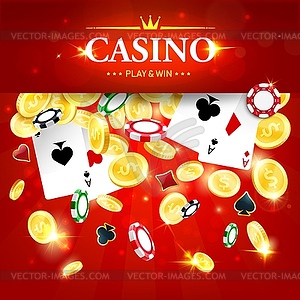 Casino poker w jackpot, four aces cards - vector clipart