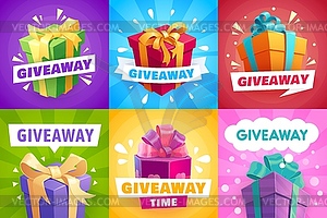 Giveaway gifts, give away competition banners - vector clipart