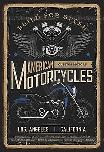 Motorcycle poster vintage, biker moto chopper bike - vector clipart