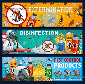 Disinsection insect or rats control banners - vector image