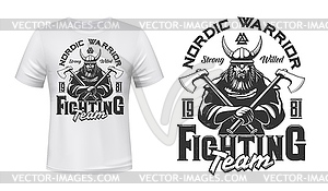 Viking warrior mascot t-shirt print mockup - vector clipart