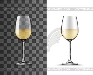 Бокал для вина, прозрачная чашка для белого вина - векторный рисунок
