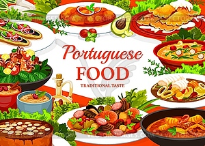 Плакат португальских блюд, португальская кухня - векторизованный клипарт