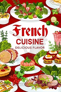 France cuisine French food dishes poster - vector image