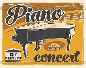 Piano concert music poster, classic music festival - vector clipart / vector image