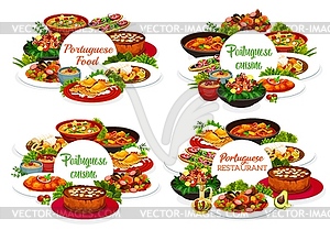 Portugal cuisine menu cover Portuguese food - vector clipart