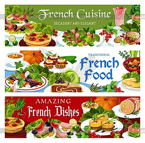 Набор баннеров французской кухни французских блюд - изображение в формате EPS