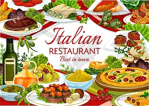 Italian food restaurant banner with meals - royalty-free vector image