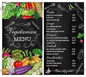 Vegetables menu salads sketch, vegetarian food - vector clip art