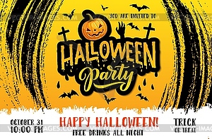 Halloween pumpkin poster of horror night party - vector clipart