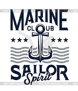Marine sailing club emblem or print - vector clipart