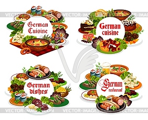 German food restaurant meals round banner - vector clipart