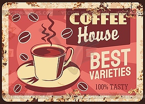 Coffeehouse, cafeteria rusty metal plate - vector clip art