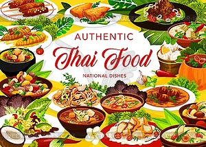 Thailand cuisine restaurant meals banner - vector clipart