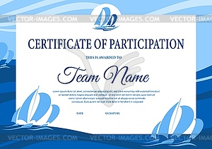 Yacht regatta diploma, award certificate template - vector image